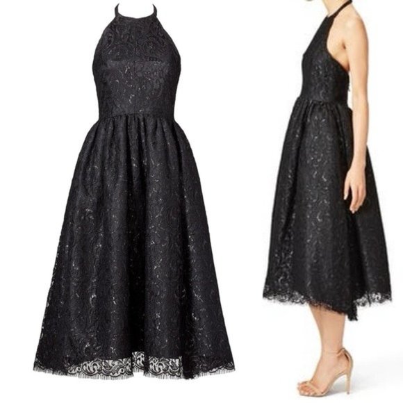 Shoshanna Dresses & Skirts - Shoshanna Black Lace Cocktail Party Midi Dress Sz 2